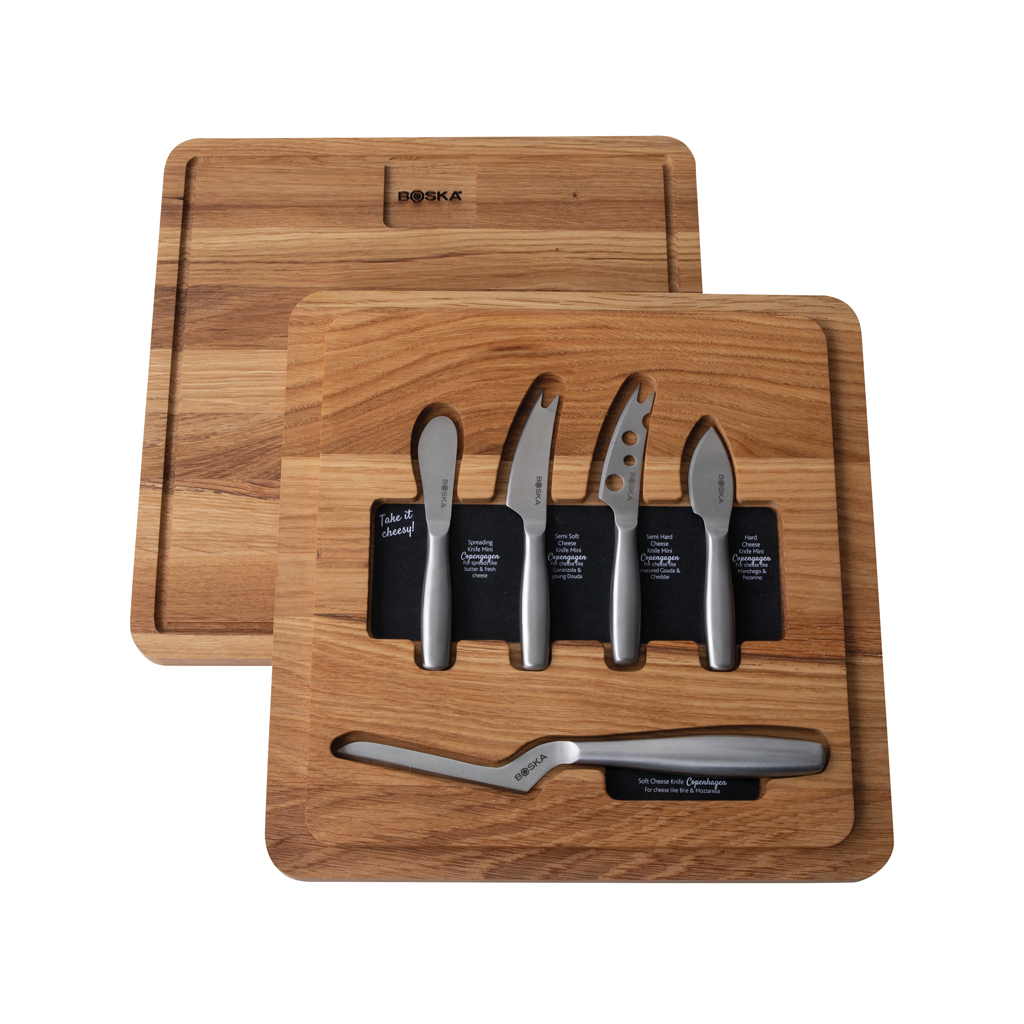 Set à fromage 6 pièces personnalisable Copenhague marron et acier